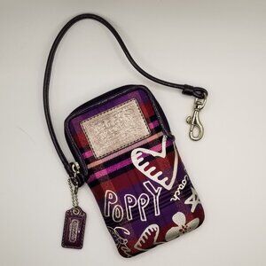 Coach - "Poppy" Purple Tartan Wristlet (Retired) - EUC